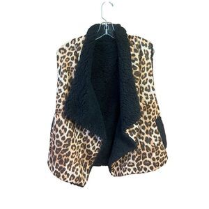 Love Of Fashion Faux Fur/Faux Suede Open Vest One Size  Animal Print NWT